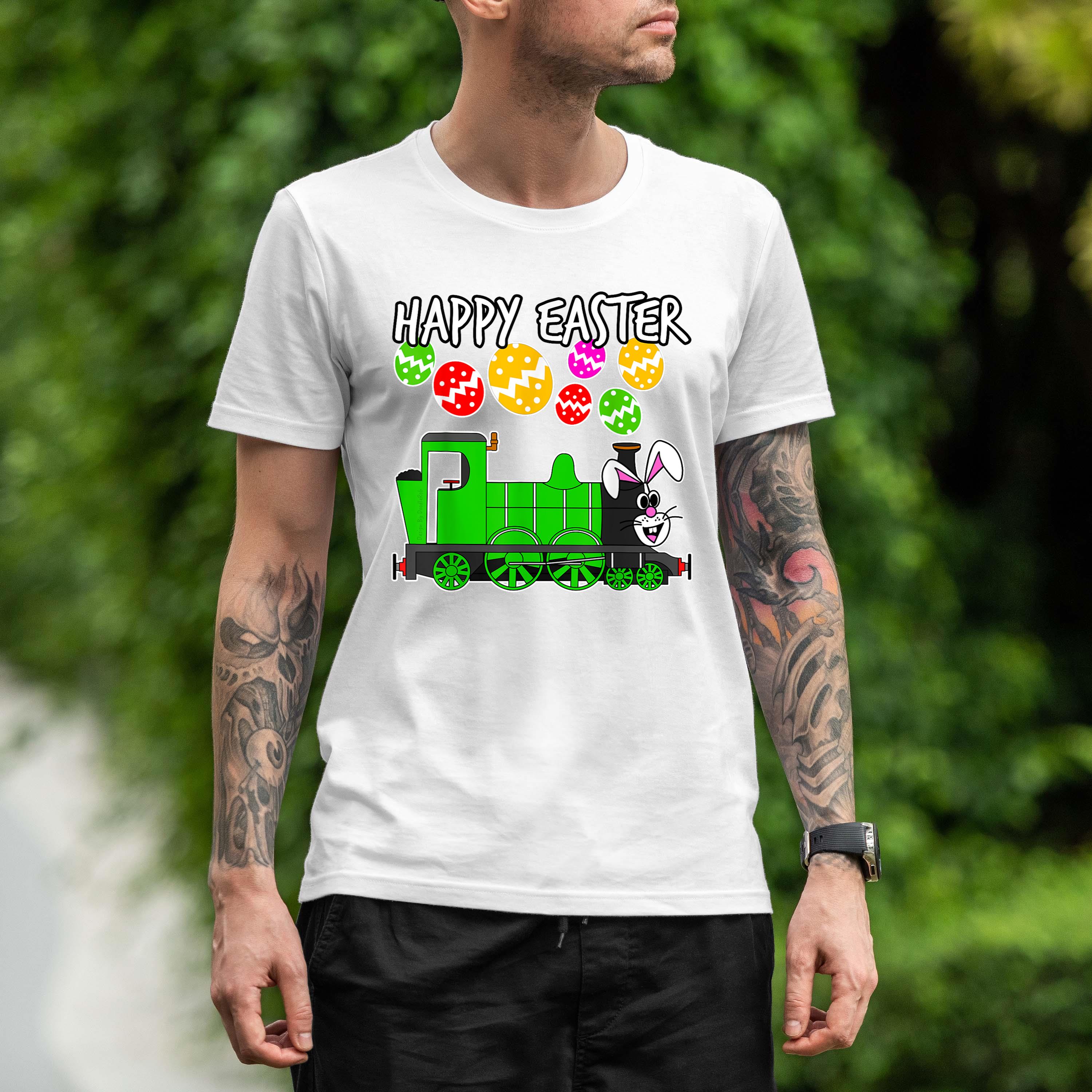 Happy Easter Steam Train Engine Bunny Chocolate Eggs Shirt 